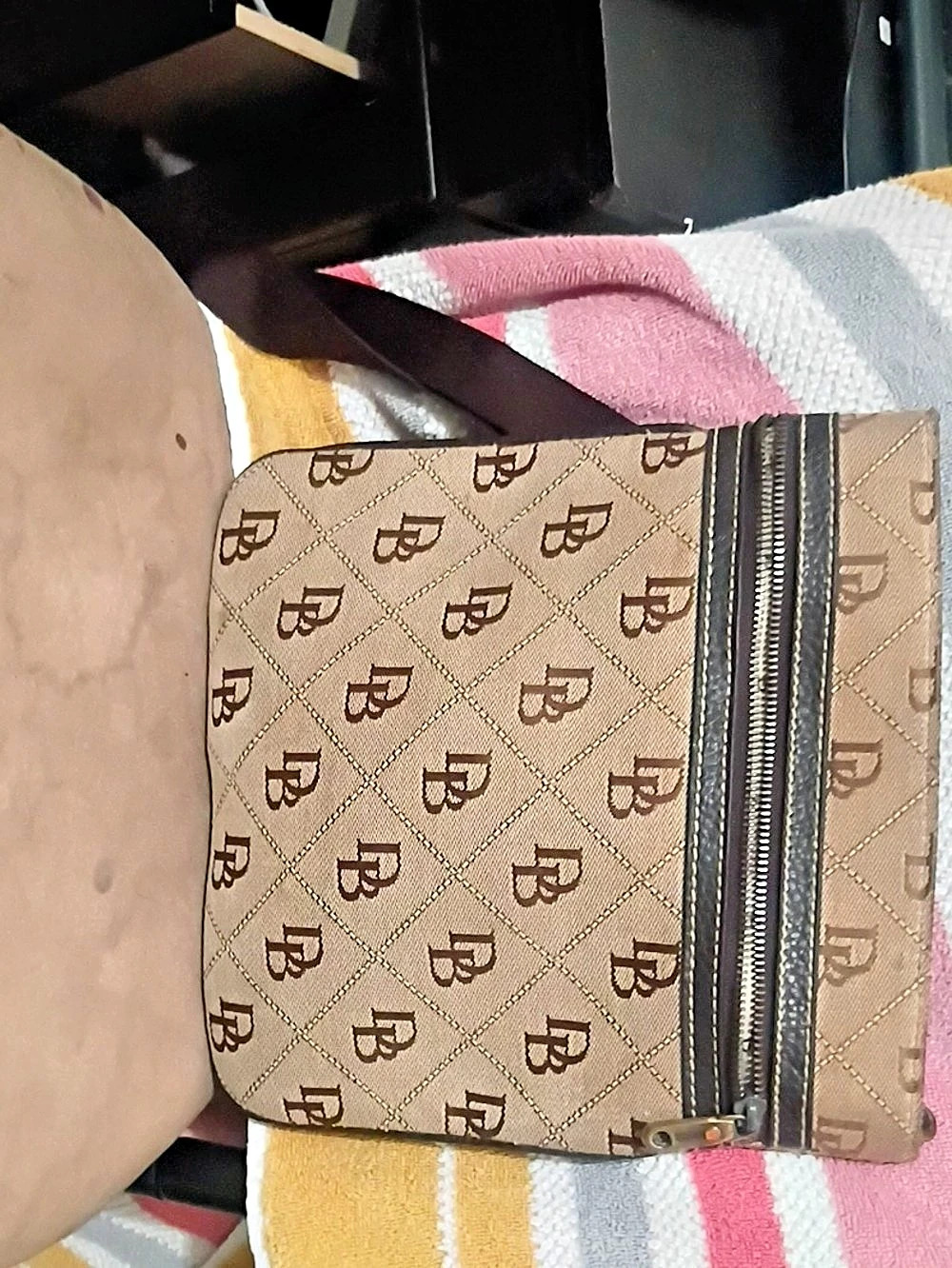 Burberry Monogram Shoulder Bag in Brown & Black